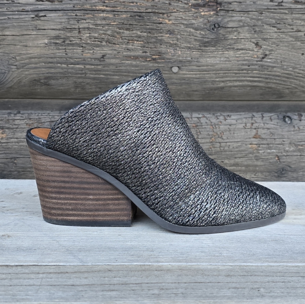Lucky Brand Larsson Modern Boho Luxe Metallic Leather Wedge Bootie 8.5M